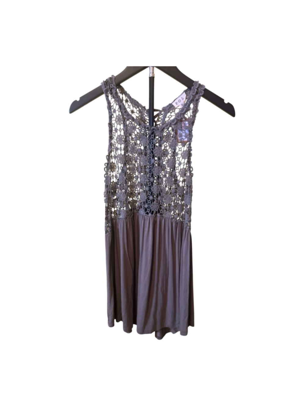 Women's POL Olive Lace‎ Bodice Babydoll Tank Top S